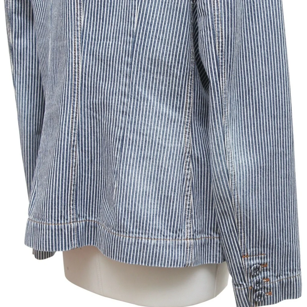 DIOR Blazer Coat Denim BAR JACKET Striped Blue White Cotton US 14 F 46 $4300